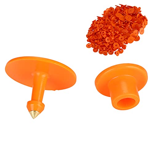 100PCS Blank Cattle Ear Tags for Sheep Goat Cattle Pig, Orange | Anti Dropping, Plastic Round Farm Animal Identification Ear Tags for Calf Fox Hog - size: Orange wordless ear tag