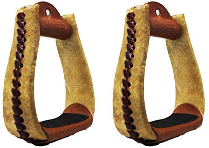 Horse Western Rawhide Covered Aluminum Saddle Roper Stirrups Tack 51175