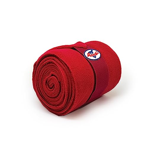 Professional's Choice Polo Wraps Double-Sided Fleece | Secure Hook and Loop Closure | Nine feet Long | Machine Washable - color: Crimson Red