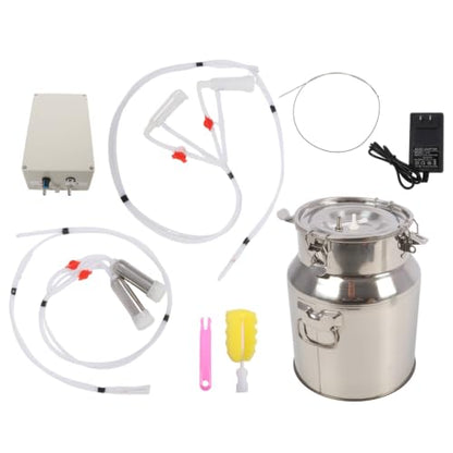 Nakkaa 14L 2 in 1 Goats and Cows Electric Milking Machine | Suction Pulsation Vacuum Pump Milker, Portable Milker, with Stainless Steel Bucket, Stable Continuous Vacuum Pressure