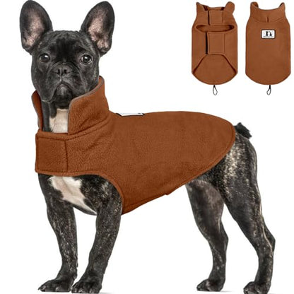 DENTRUN Reversible Dog Winter Coat, Windproof Polar Fleece Reflective Vest - color: Brown, size: X-Small