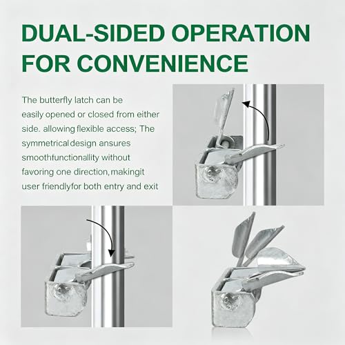 2 Pack Wall Mount Butterfly Latch 1-3/8" to 1-5/8",Gate Fork Lock with Padlock Hole,Chain Link Fence Parts, Gate Fork Latch,Chain Fence Gate Latching Hardware,Galvanized Steel (Silver - 2 pcs) - color: Silver - 2 pcs