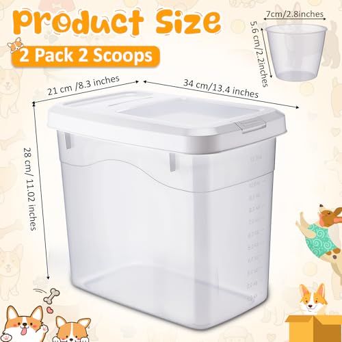 2 Pack 20 Lbs Airtight Dog Food Storage Container with Scoops - size: 20 Lbs