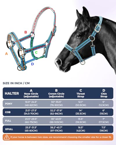 Hilltown Adjustable Horse Halter - color: BLUE, size: Full