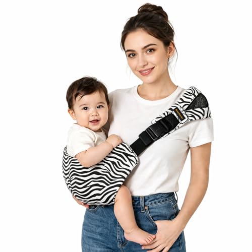 Baby Sling Carrier for Toddler 12-45 Lbs, Lightweight Hip Support Baby Sling with Safety Snap Buckle, Adjustable Shoulder Strap, One Size Fits All Parents, for Travel, Shopping & Daily Use (Black) - color: Black
