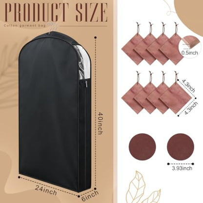 Briwooody Cotton Linen Garment Bags, 2 Sets, Moth Protection, Black - color: Black