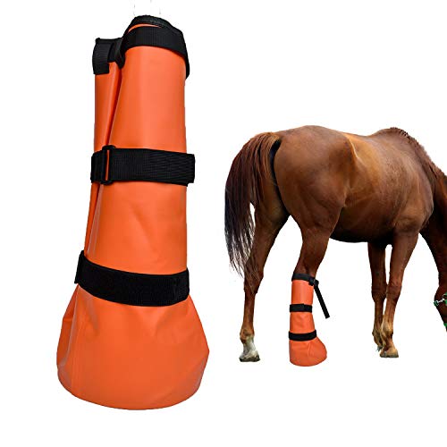 yeezo Hoof Soaking Boot Horse Soaker Hooves Treatment Bag with EVA Pad 1 Pair - color: Orange