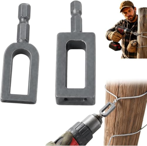 2 Pcs Wire Twister Tool for Drill, Iron Wire Twister/Knotter with 1/4" Hex Shank, Professional Wire Twisting Tool for Fencing, Rebar Tying, and Construction