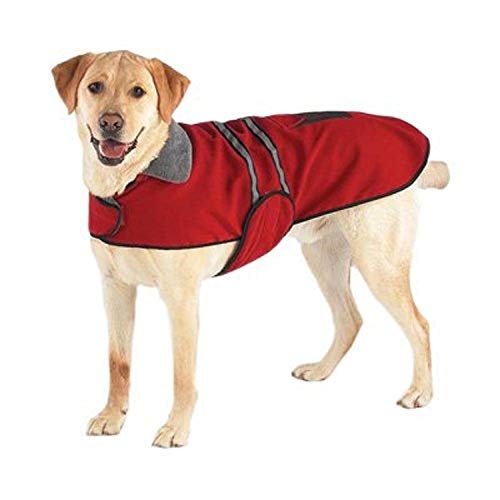 Casual Canine Fleece-Lined Reflective Dog Jacket for Safety, Red, Medium - color: Red, size: Medium