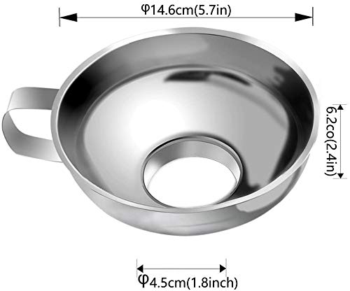 Stainless Steel Funnel for Mason Jar with Handle for Regular and Wide Mouth Jars (Neck-4.5cm) - size: 1 Pack Neck-1.77"