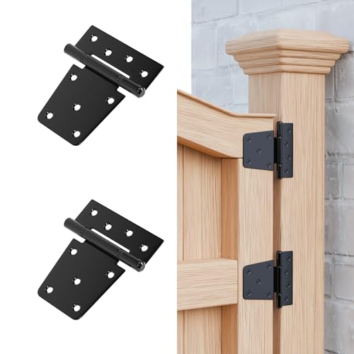3.5 Inch Heavy Duty Gate Hinges, 2 Pack Extra Thick Black Iron Door Hinges