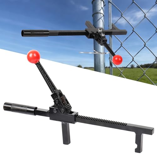Chain Link Fence Stretcher Tool, Ratcheting Wire Fence Tightener & Puller for Woven Wire Fence, 3″–12″ Tension Range, 5° Tilted Base & Hooked Groove, One-Hand Operation for Farm & Yard