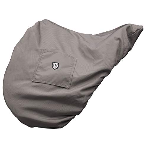 Harrison Howard Premium English Saddle Cover, Waterproof & Breathable Fleece-Lined Protective Saddle Cover - color: Charcoal Grey, size: GP/CC-One Size