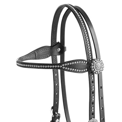 Weaver Leather unisex adult Browband Headstall, Black, Horse US