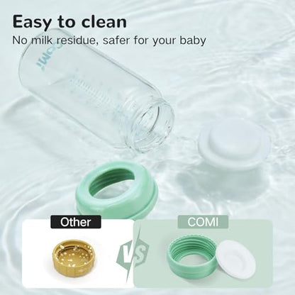 COMI Wide Neck Glass Breastmilk Collection n Storage Bottle, 2 Packs,10oz with Screw Ring Sealing Disk,Re-markable Sealing Disc,BPA Free,Fits Breast Pumps&Nipples(2 Green Lids) - style: 300ml 2Green