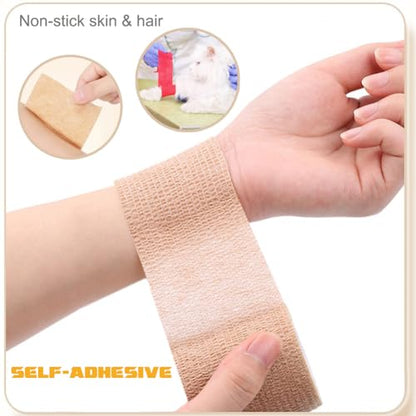 QUMY Self Adhesive Bandage Wrap 6 Pack, Dog Bandage Shoes Wounds 2 in*5 yd - color: Blue