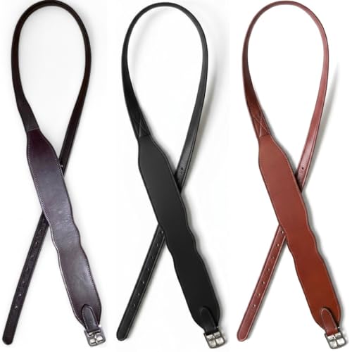 Majestic Ally Wide Body English Stirrup Leathers for Equestrian Riding, Black, Brown, Chestnut, 48-54-60 Inch - color: Black, size: 48"