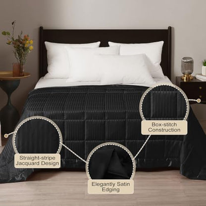 downluxe Weighted Blanket King Size, 18 lb Weighted Blanket with Glass Beads for All Season, Machine Washable Heavy Blanket (Black, 108 X 90 Inch) - color: Black, size: Weighted King,18lb