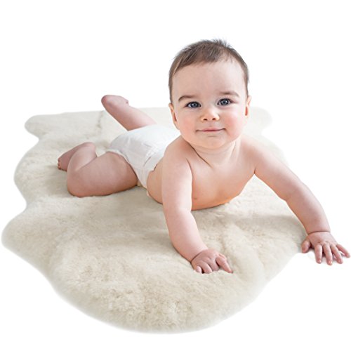 Woolino Sheepskin Luxuriously Soft Fluffy Rug for Bedroom, 100% Natural Australian Merino Wool Lambskin Baby Carpet - Ivory - color: Ivory
