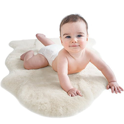 Woolino Sheepskin Luxuriously Soft Fluffy Rug for Bedroom, 100% Natural Australian Merino Wool Lambskin Baby Carpet - Ivory - color: Ivory