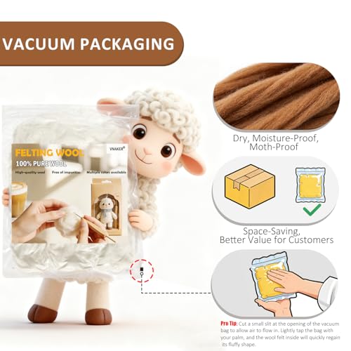 3.4oz Needle Felting Wool Downtown Brown for DIY Needle Craft Enthusiasts - color: Downtown Brown