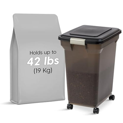IRIS USA Dog Food Storage Container, Up to 40 lbs, Smoke, Made in USA - color: Smoke, size: 40 lbs