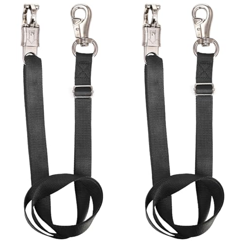 Cididu 2 Pack Cross Ties for Horse, Nylon Trailer Tie with Strong Panic Snap and Bull Snap, Heavy Duty Adjustable from 44.5" to 78.3" Hanging Strap for Water Buckets and Outdoor Feeders