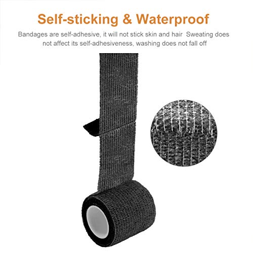AUPCON Vet Wrap Cohesive Bandages Bulk Self Adhesive Bandage Wrap Self Adherent Wrap Non-Woven for Dogs Pet Animals & Ankle Sprains & Swelling 2 Inch x 5 Yards (2 Inch Black) - color: 2 Inch Black