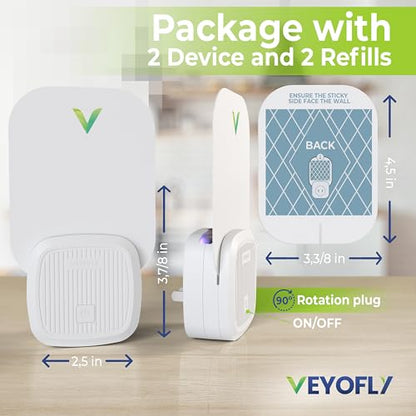VEYOFLY Fruit Fly Traps Indoor Plug-in UV, Gnat Trap, 2 Device + 2 Refills - size: 2 Devices + 2 Refills
