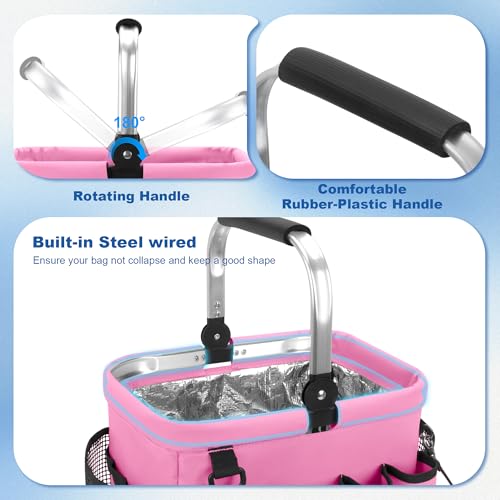PGmoon Cleaning Caddy Organizer with Handle,Pink - color: Pink