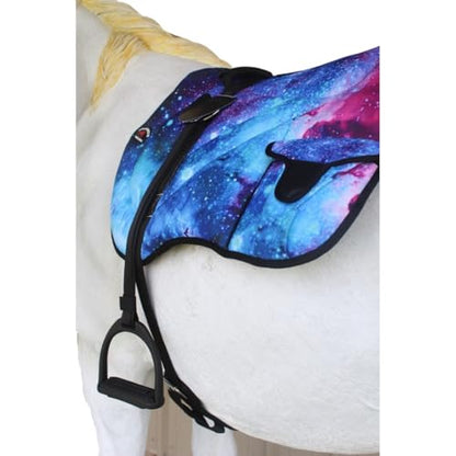 Horse Neoprene Padded Anti-Slip Bareback Saddle Pad Blue Plaid 39TS04 - color: Galaxy, size: 24" L x 35" W
