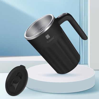 Drink Stirrer,Self Stirring Mug,Self Stirring Coffee Mug,Suitable for Coffee, Milk, Cocoa and Other Beverages (Black, 12 Ounces) - color: Black