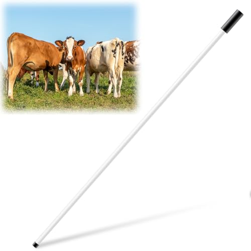 Chunful 53 Inch Fiberglass Livestock Sorting Stick White 1/2" Diameter Cattle Show Stick with Sponge Handle Bending Poles for Horses