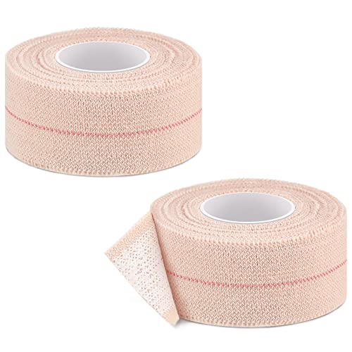 Nuanchu 2 Rolls Adhesive Elastic Tape Bandage Wrap, 1 Inch Wide, Apricot - color: Beige, size: 1 Inch Wide