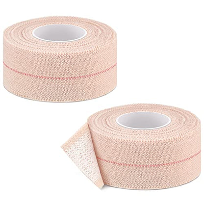Nuanchu 2 Rolls Adhesive Elastic Tape Bandage Wrap, 1 Inch Wide, Apricot - color: Beige, size: 1 Inch Wide