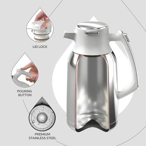 IDEUS Thermal Coffee Carafe 68oz, Beverage Dispenser White - color: White, size: 68 Ounces