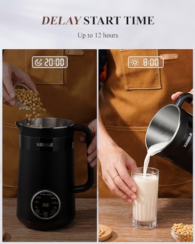 KIDISLE 32oz Automatic Nut Milk Maker Machine, Self-Cleaning & Delay Start | 8 in 1 Plant-Based Beverage Maker for Almond, Soy, Oat, Coconut & Rice Paste / No Soaking / 2H Keep Warm / Boil Water