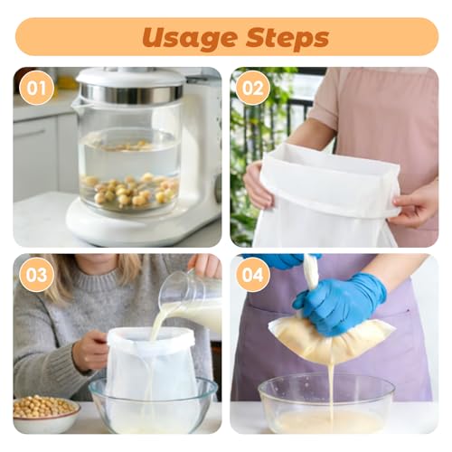 12Pcs Cheese Cloth Bag For Straining Reusable Nut Milk Bags Nylon Washable Fine Mesh Strainer Bags for for Almond Yogurt Juice Cheese Making Cold Brew Coffee Beer Tea (12Pcs（12''x8'')