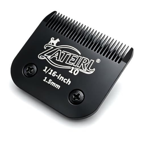 Size 10 Detachable Pet Grooming Clipper Blade with Steel Cutter, 1/16 Inch (1.5 mm) Cut Length, Black, Compatible with Andis, Oster A5, Wahl KM10, 1 Pack - color: Black, size: 10# 1.5mm