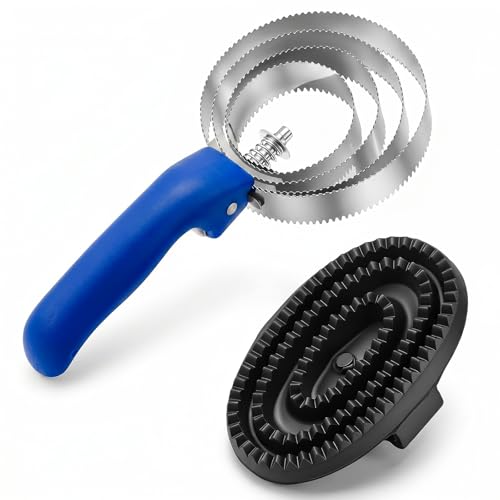 CHENGU Reversible Stainless Steel Curry Comb with Large Rubber Curry, Horse Brushes for Grooming Kit Rubber Horse Comb for Shedding Grooming Dog Goat Cattle Cow donkey Brush Supplies (Blue) - color: Blue