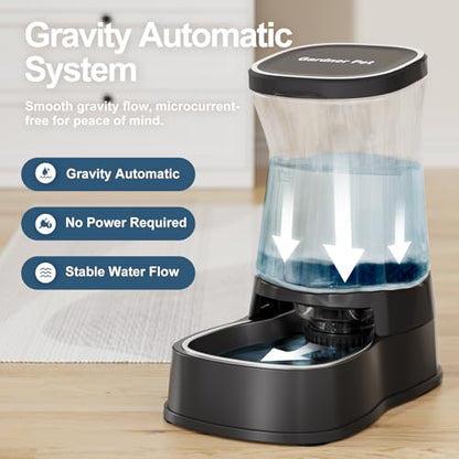 Automatic Dog Water Dispenser, Stainless Steel Bowls Feeder, 100% BPA-Free - color: Dark, size: 1 Gallon