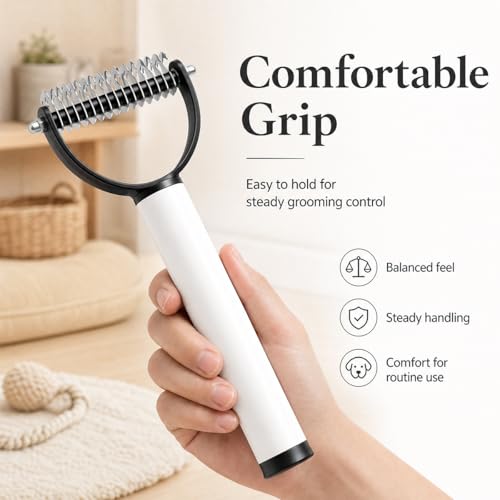 Pet Pro Dematting Comb for Dogs & Cats, Undercoat Rake Deshedding Brush for Long Hair Pets, Removes Loose Fur and Tangles
