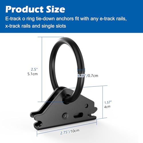 20 Pack E-Track O Rings, Steel E Track Tie Down Anchors Secure for Cargo Trailers Flatbeds Pickup Trucks (Black) - size: 20pcs black o rings