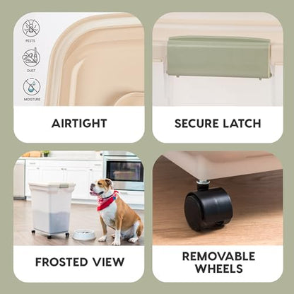 IRIS USA Dog Food Storage Container, Up to 58lbs, Almond/Pearl, Made in USA - color: Almond/Pearl, size: 58 lbs