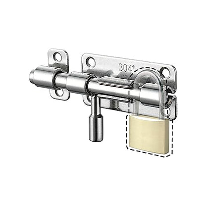 JQK Door Latch Lock Barrel Bolt 4 Inch, 304 Stainless Steel Slide Gate Latches Security Thickened 1.4mm with Padlock Hole, Silver, 2 Pack HBB120-P2 - color: Silver, size: 2 Pack