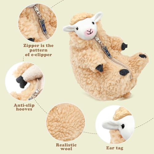 Cute Shaved Sheep Stuffed Animal, Kawaii Lamb Plushie Toy for Teen Kid Girl - color: Lightyellow