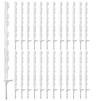 25 Pack 48'' Plastic Step-in Electric Fence Posts,Temporary Fence Stakes - color: White, size: 25 Pack