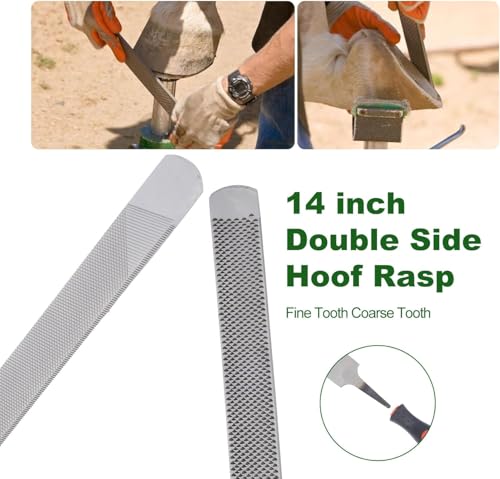 lukar 8PCS Farrier Tools Kit Horse Hoof Trimmers Set | with 16" Horse Hoof Nipper, 13" Horseshoe Cutting Pliers, 14" Hoof Nail Clincher, Hoof Hammer, Hoof Knife, Rasp File, Brush