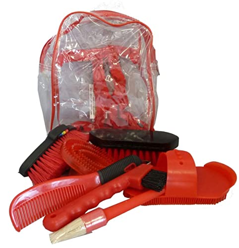 AJ Tack 8 Piece Kids Horse Grooming Kit with Backpack Blue