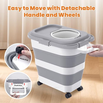 HOYTAMDAR 25-28lb Collapsible Dog Food Storage Container,Dog Food Container - color: Grey-28lbs